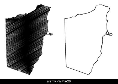 Bari Region (Bundesrepublik Somalia, am Horn von Afrika) Karte Vektor-illustration, kritzeln Skizze Bari Karte Stock Vektor