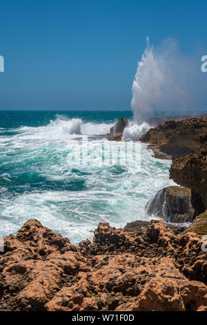 Quobba Blow Holes bei windigem Wetter in Australien Stockfoto