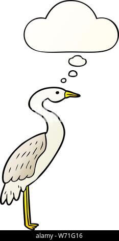 Cartoon Storch mit dachte Blase in glatten Farbverlauf Stock Vektor