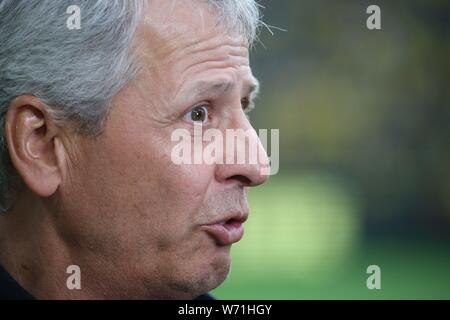 Münster, Deutschland. 03 Aug, 2019. firo: 03.08.2019 Fußball, 2019/2020 DFL Supercup Finale BVB Borussia Dortmund - Bayern Muenchen 2:0 Trainer Lucien Favre, Porträt | Quelle: dpa/Alamy leben Nachrichten Stockfoto