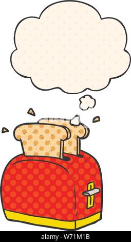 Cartoon Toaster mit dachte Blase im Comic Stil Stock Vektor