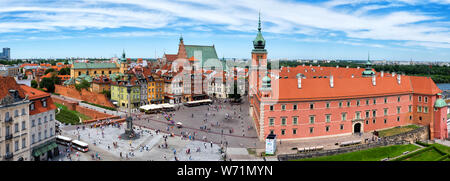 Panorama der Altstadt mit dem Königlichen Schloss in Warschau in Polen Stockfoto