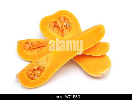 Butternut-kürbis Abschnitt auf Weiß Stockfoto