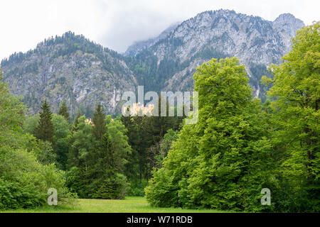 24. Mai, 2018. Schloss Hohenschwangau, Bayern Deutschland Schloss umgeben von Wald Stockfoto