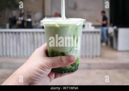 Eistee Grüner Tee Grüner Tee oder, Macha macha Latte Stockfoto