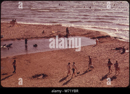 BASS LAKE OUTLET am Lake Michigan Stockfoto