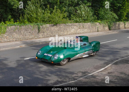 NKB752E Green MG Midget MKB 752E, auf dem Weg zur Ausstellung der klassischen Fahrzeuge des Transport Festivals in der Lytham Hall. Beim Festival of Transport werden verschiedene Klassiker, Oldtimer und Prestige-Fahrzeuge ausgestellt. Stockfoto