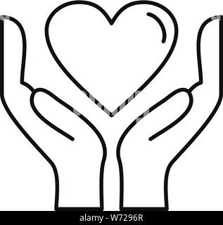 Herz hand Symbol. Umrisse Herz Hände vektor Symbol für Web Design auf weißem Hintergrund Stock Vektor