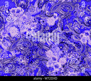 Blumen, Paisley und Leopard Haut. Nahtlose Muster. Stockfoto