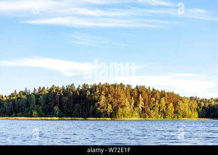 Natur Landschaft Hintergrund mit ruhigen See und Wald im Sonnenuntergang im Sommer, natürliche Moody Landschaft wallpaper Stockfoto