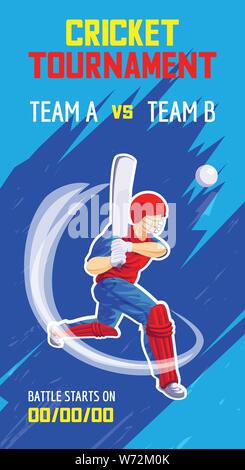 Cricket Turnier Konzept Banner. Cartoon Illustration von Cricket Turnier vektor Konzept Banner für Web Design Stock Vektor