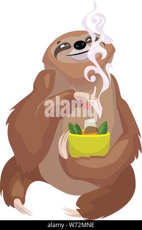 Faultier essen Symbol. Cartoon von Sloth essen Vektor Symbol für Web Design auf weißem Hintergrund Stock Vektor