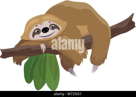 Faultier Aufenthalt auf Baum Symbol. Cartoon von sloth Aufenthalt auf Baum Vektor Symbol für Web Design auf weißem Hintergrund Stock Vektor