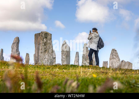 Callenish, Scotland-June 21,2018: Callenish Circle auf der ISE aus Stein von Lweis, Äußere Hebriden, Schottland Stockfoto