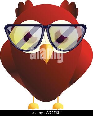 Rote Eule Brillensymbol. Cartoon der roten Eule Brillen vektor Symbol für Web Design auf weißem Hintergrund Stock Vektor