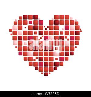 Geometrische rotes Herz Symbol auf weißem Hintergrund. St Valentines Tag vektor Grußkarte design Stock Vektor