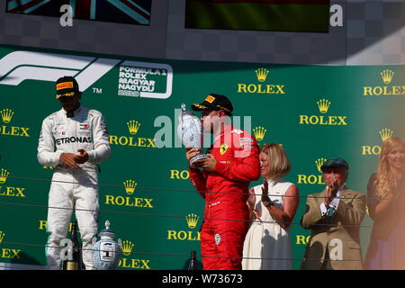 Budapest, Ungarn. 04 Aug, 2019. #05 Sebastian Vettel Scuderia Ferrari. GP von Ungarn, Budapest 2-4 August 2019 Credit: Unabhängige Fotoagentur/Alamy leben Nachrichten Stockfoto