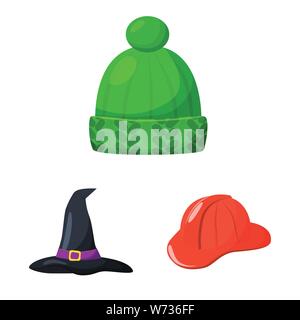 Isoliertes Objekt von Kopfbedeckungen und napper unterzeichnen. Satz von Kopfbedeckungen und Helm vektor Illustration. Stock Vektor