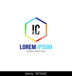 Erste IC logo Vorlage mit modernen Rahmen. Minimalistische IC schreiben logo Vector Illustration Design Stock Vektor