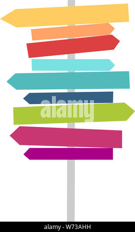 Farbige Schilder eine Richtung angeben Stockfoto