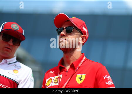 Budapest, Ungarn. 04 Aug, 2019. #05 Sebastian Vettel Scuderia Ferrari. GP von Ungarn, Budapest 2-4 August 2019 Credit: Unabhängige Fotoagentur/Alamy leben Nachrichten Stockfoto
