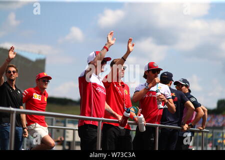 Budapest, Ungarn. 04 Aug, 2019. Treiber Parade GP von Ungarn, Budapest 2-4 August 2019 Hungaroring Credit: Unabhängige Fotoagentur/Alamy leben Nachrichten Stockfoto