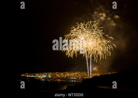 Feuerwerk in Teneriffa, Playa San Juan Stockfoto