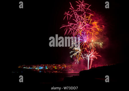 Feuerwerk in Teneriffa, Playa San Juan Stockfoto