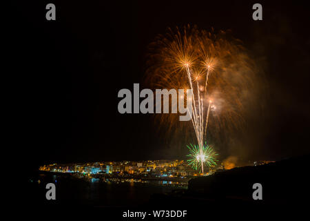 Feuerwerk in Teneriffa, Playa San Juan Stockfoto