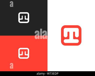 T Alphabet inspiration Symbol in eckigen abgerundete Form. Stilisierte Zeichen Stuhl und Tisch für Ihre Web site Design, Logo, App, UI. Einfache flache Vektor illustra Stock Vektor