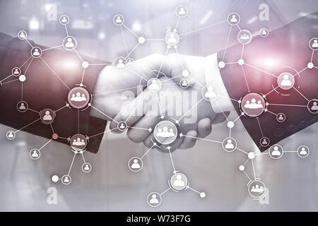 Soziales Netzwerk Struktur. Symbol Menschen. Geschäftliche Verbindungen Konzept. Stockfoto