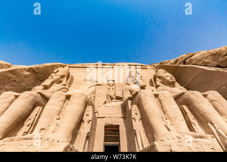 Abu Simbel Tempel, Wundervolle Sehenswürdigkeit von Pharao Ramses der Große gebaut, Ägypten Stockfoto