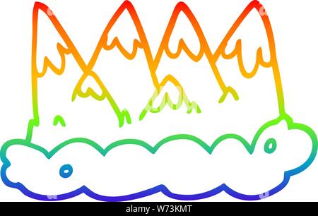 Regenbogen Farbverlauf Zeichnung einer Cartoon Berge Stock Vektor
