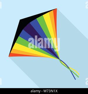Rainbow kite Symbol, flacher Stil Stock Vektor