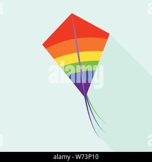 Papier rainbow kite Symbol, flacher Stil Stock Vektor