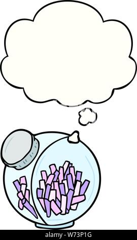 Cartoon Bonbons im Glas mit Gedanken Blase Stock Vektor