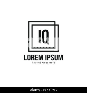 Erste IQ logo Vorlage mit modernen Rahmen. Minimalistische IQ schreiben logo Vector Illustration Design Stock Vektor