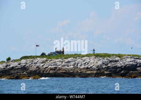 Views um Portsmouth Harbour und die Insel Untiefen vor der Küste von New Hampshire und Maine, New England, Vereinigte Staaten von Amerika Stockfoto