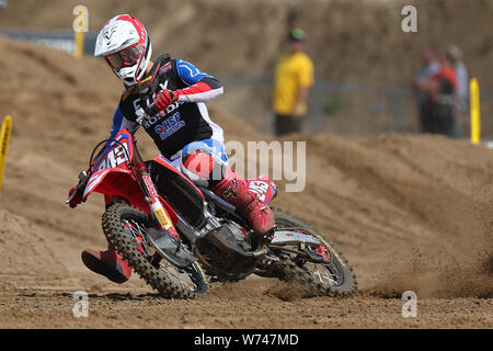 4 august 2019 Lommel, Belgien FIM Motocross World Championship 2019 04-08-2019: Motorsport: MXGP Lommel: Lommel FIM Motocross World Championship 2019 Lommel Belgium MXGP race1 Tim Gajser SLO Team HRC HONDA Stockfoto