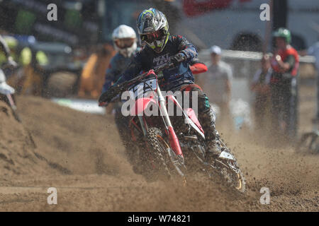 4 august 2019 Lommel, Belgien FIM Motocross Weltmeisterschaft 2019 04-08-2019: Motorsport: MXGP Lommel: Lommel FIM Motocross Weltmeisterschaft 2019 Lommel Belgien EMX250 Renn2 Sander Agard Michelsen (NOR) Stockfoto