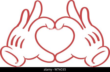 Cartoon Herz zeichen Hände Emoticon Stock Vektor