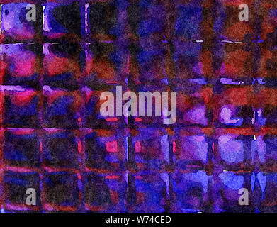 Aquarell abstrakte Textur Hintergrund in der kreativen stilvolle geometrische Form. Nass Malerei Wirkung. Trockene Pinselstriche und spritzt. Schönes Design Patte Stockfoto