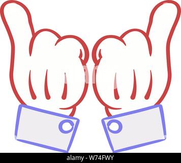 Cartoon Hände mit beiden Händen, 'dope" zu unterzeichnen. Stock Vektor