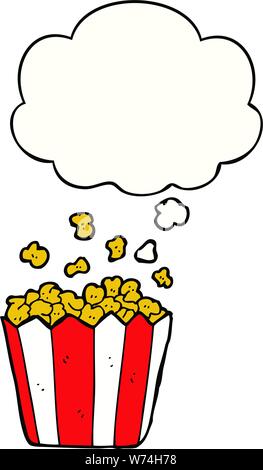 Cartoon Popcorn mit Gedanken Blase Stock Vektor