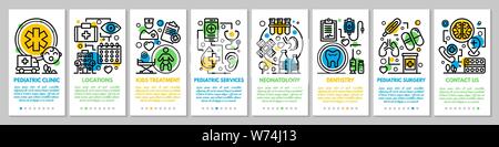 Medizinische Kinderklinik Banner ist, outline Style Stock Vektor