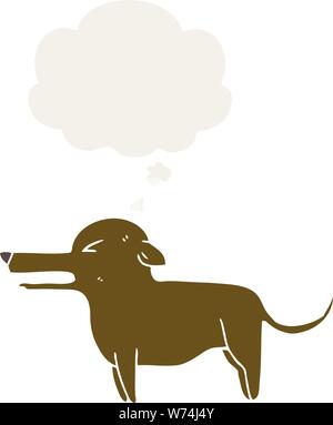 Cartoon Hund mit dachte Blase im Retro Stil Stock Vektor
