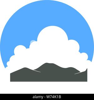 Wolken und Berge mit wechselnden positiven und negativen Raum, in einer kreisförmigen Abzeichen Stock Vektor
