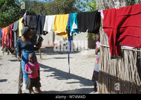 Heraus waschen, Mwandi, Sambia, Afrika. Stockfoto