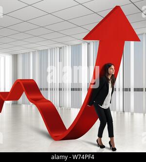 Geschäftsfrau hilft Statistiken Stockfoto