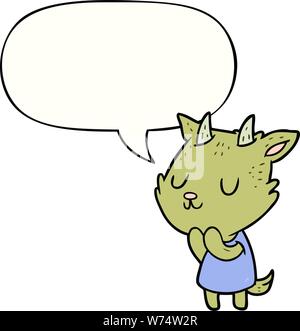 Cute cartoon Ziege mit Sprechblase Stock Vektor